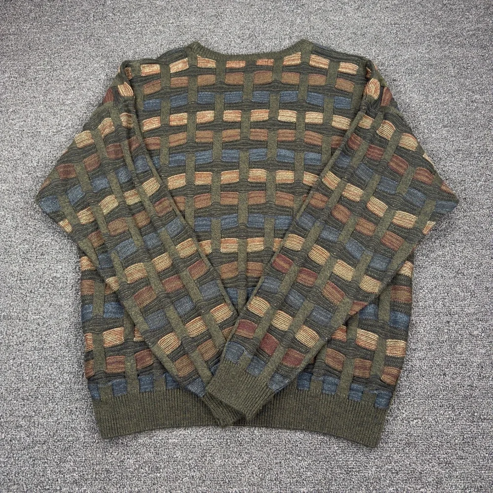 Vintage Gianfranco Ruffini Sweater Mens XL Coogi Style Knit 90s - Picture 3 of 5